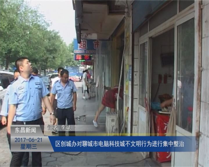 区创城办对聊城市电脑科技城不文明行为进行集中整治