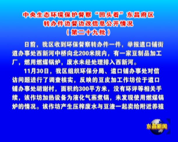 中央生态环境保护督察“回头看”东昌府区转办件边督边改信息公开情况（第二十九批）