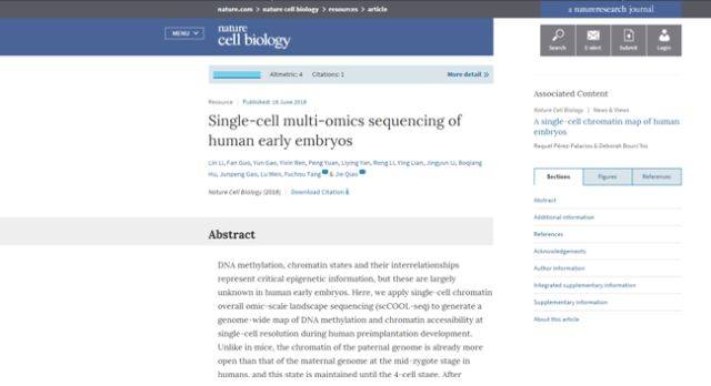 《Nature（自然）》杂志发表北京大学汤富酬、乔杰团队研究成果 阐述人类围着床期胚胎发育分子调控规律
