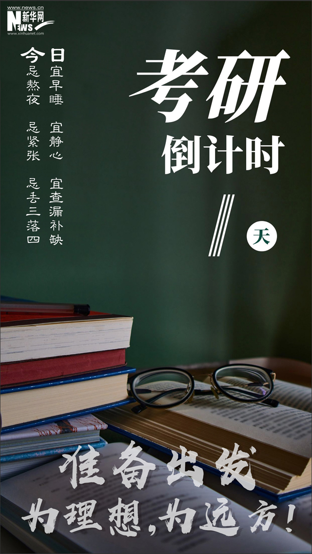 考研倒计时1天：准备出发，为理想、为远方！