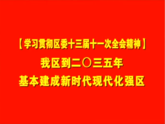 【学习贯彻区委十三届十一次全会精神】  我区到二〇三五年基本建成新时代现代化强区
