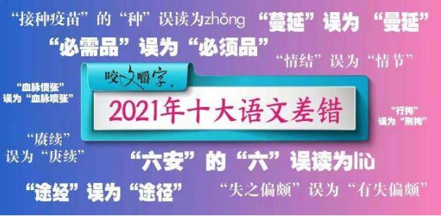2021“十大语文差错”公布，这些字词你读对了吗