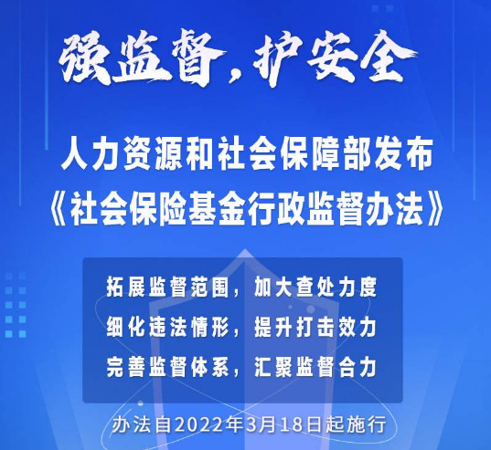 人社部发布新版《社会保险基金行政监督办法》