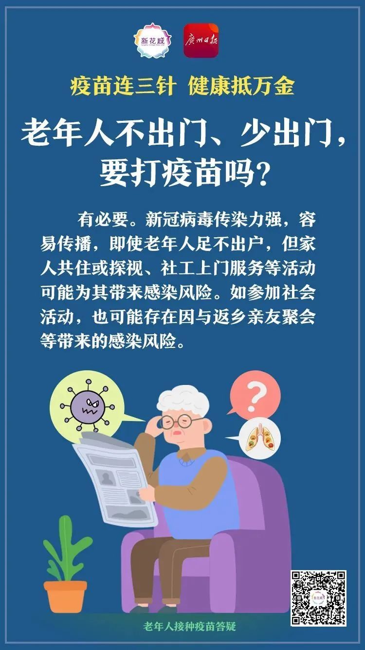 很少出门，要打疫苗吗？老人的这些疑问，你可以这样回答