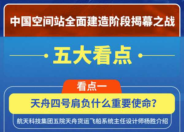 天舟四号成功发射！中国空间站全面建造阶段揭幕之战五大看点