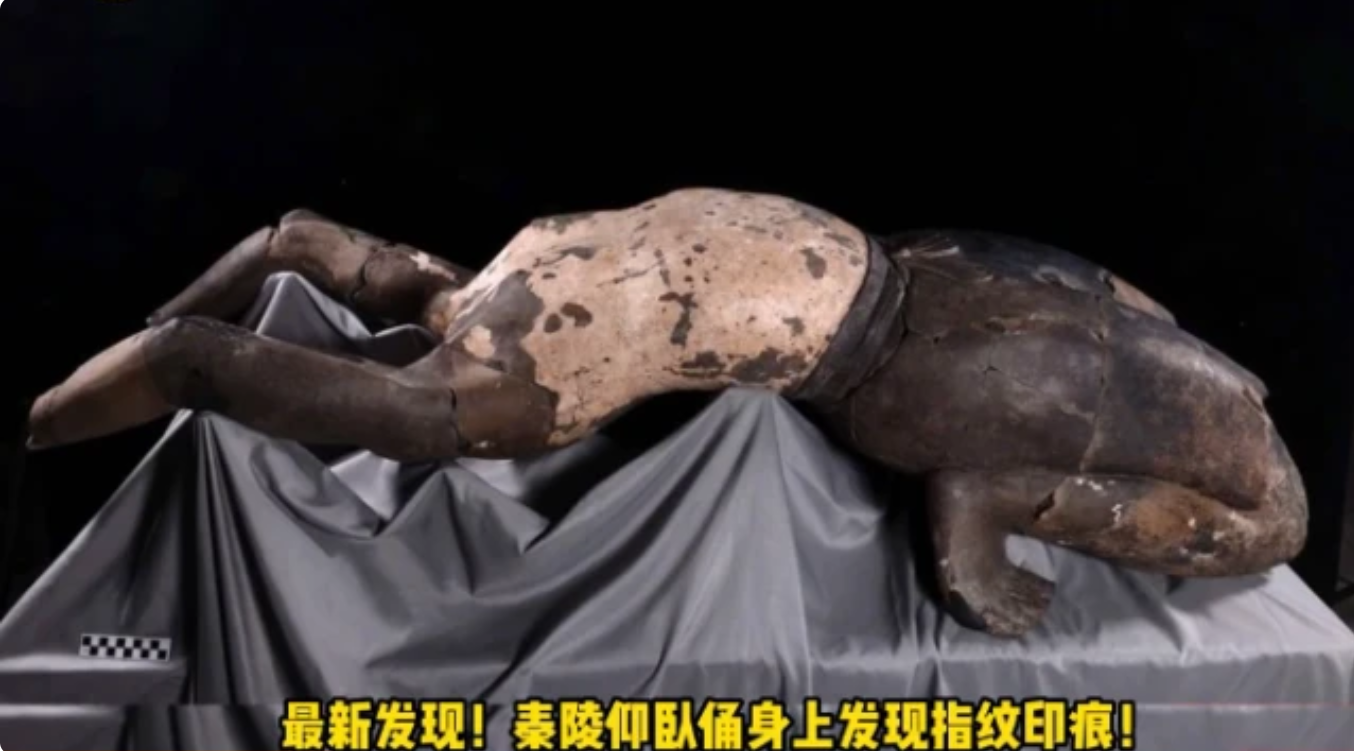 秦陵仰卧俑身上发现指纹印痕