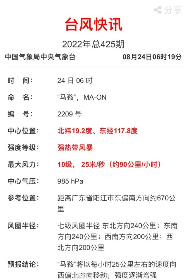 台风“马鞍”或达12级，广东省防风Ⅲ级应急响应启动