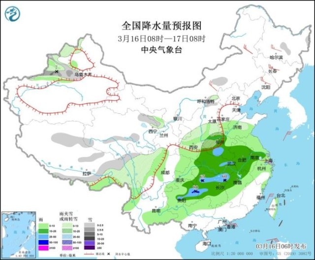 贵州至长江中下游地区有明显降雨 新疆北部将有雨雪大风天气