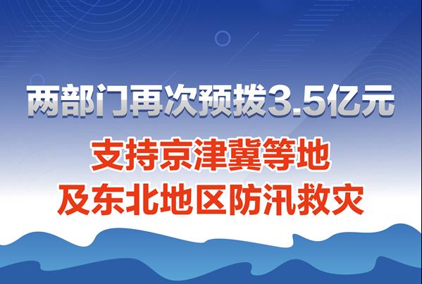 两部门再次预拨3.5亿元支持京津冀等地及东北地区防汛救灾
