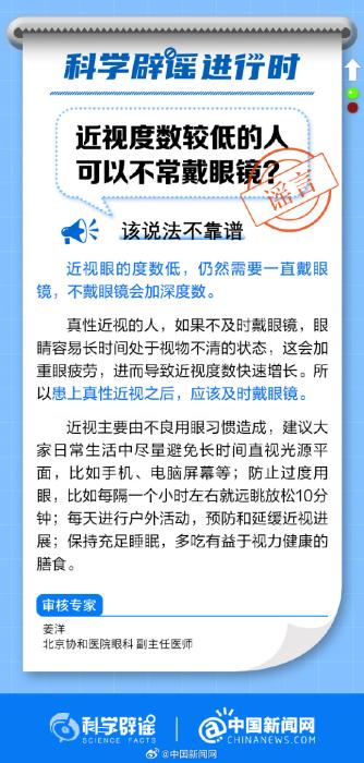 近视度数较低的人可以不常戴眼镜？