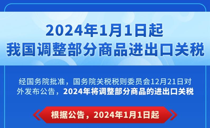 2024年1月1日起我国调整部分商品进出口关税