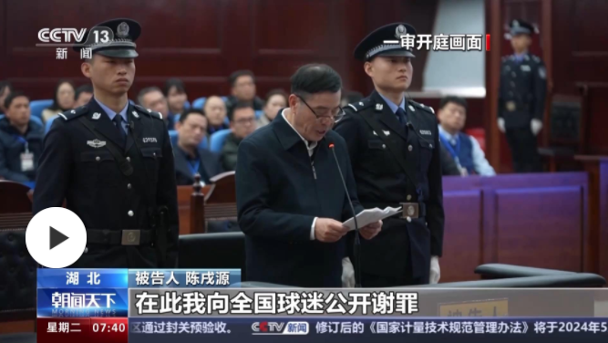 中国足球协会原主席陈戌源13年受贿217次 赃款已经全部追缴退回
