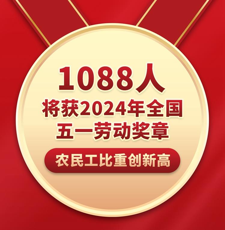 1088人将获2024年全国五一劳动奖章 农民工比重创新高