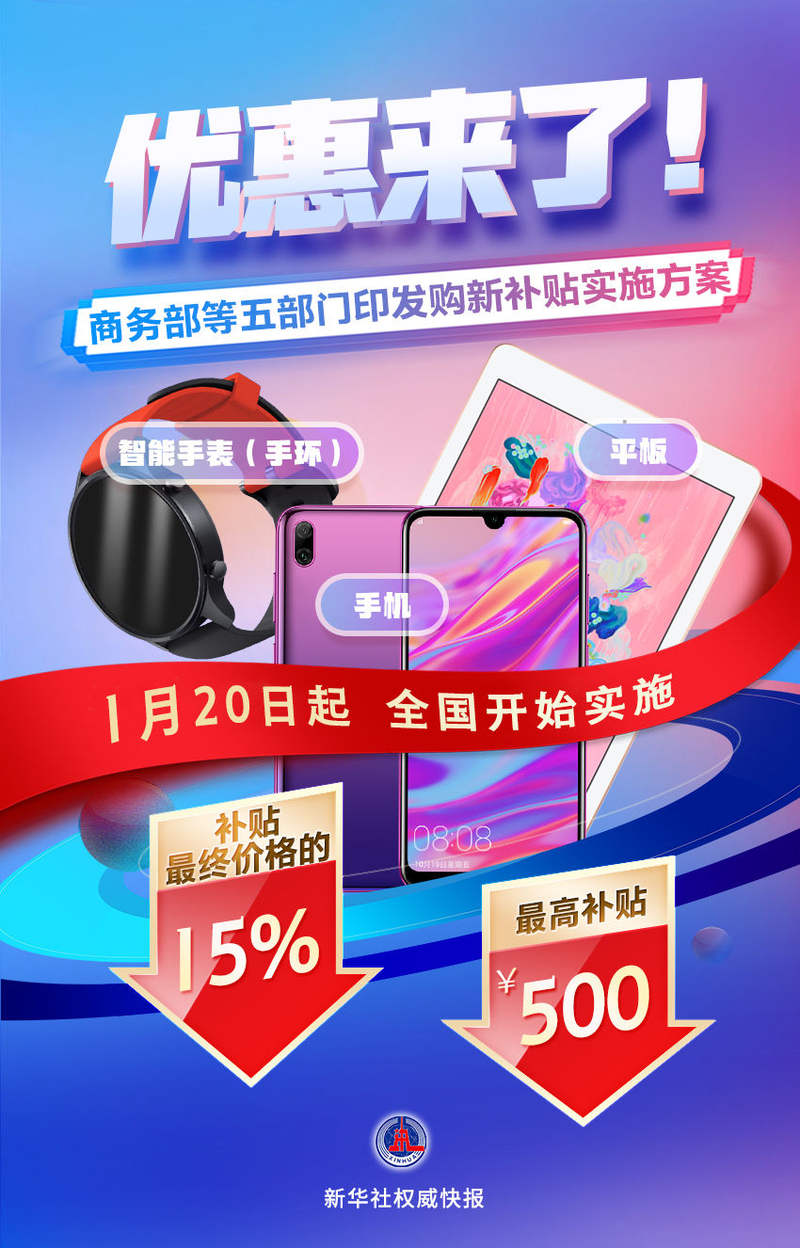 1月20日起！手机等数码产品购新补贴将陆续实施
