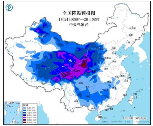 暴雪寒潮黄色预警来了 多地降温达14℃以上