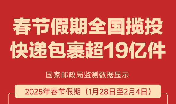 春节假期全国揽投快递包裹超19亿件