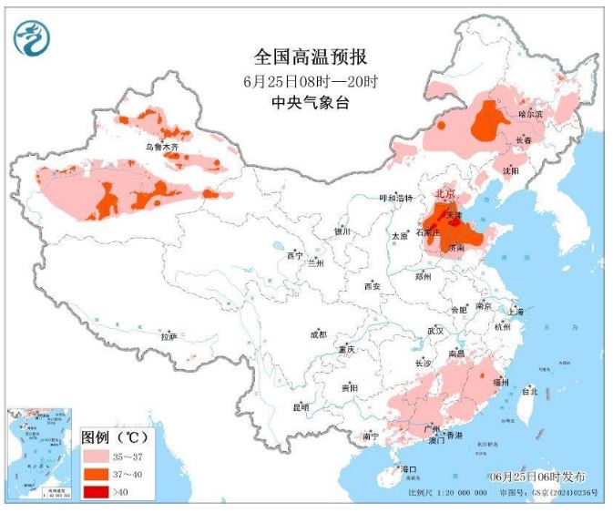 高温+暴雨双预警 河北、新疆局地最高超40℃
